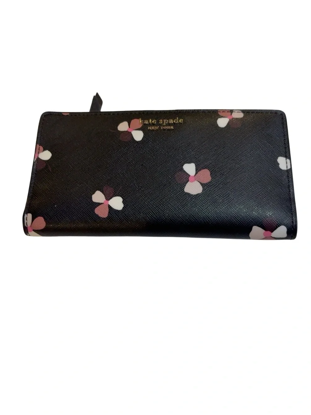 kate spade Black Wallet with Pink and White Floral Print